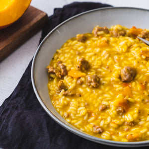 Risotto con zucca & salsiccia – Risotto mit Kürbis & Salsiccia
